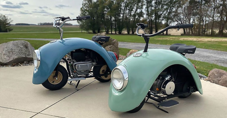The original Volkswagen Beetle repurposed to create a fashionably old-fashioned mini bike! - Featured image