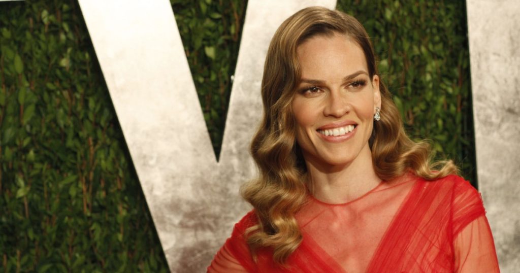 WEST HOLLYWOOD, CA - FEB 24: Hilary Swank at the Vanity Fair Oscar Party at Sunset Tower on February 24, 2013 in West Hollywood, California