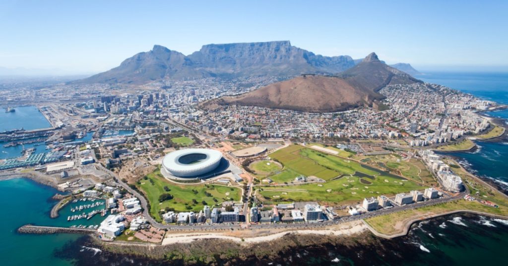 overall aerial view of Cape Town, South Africa