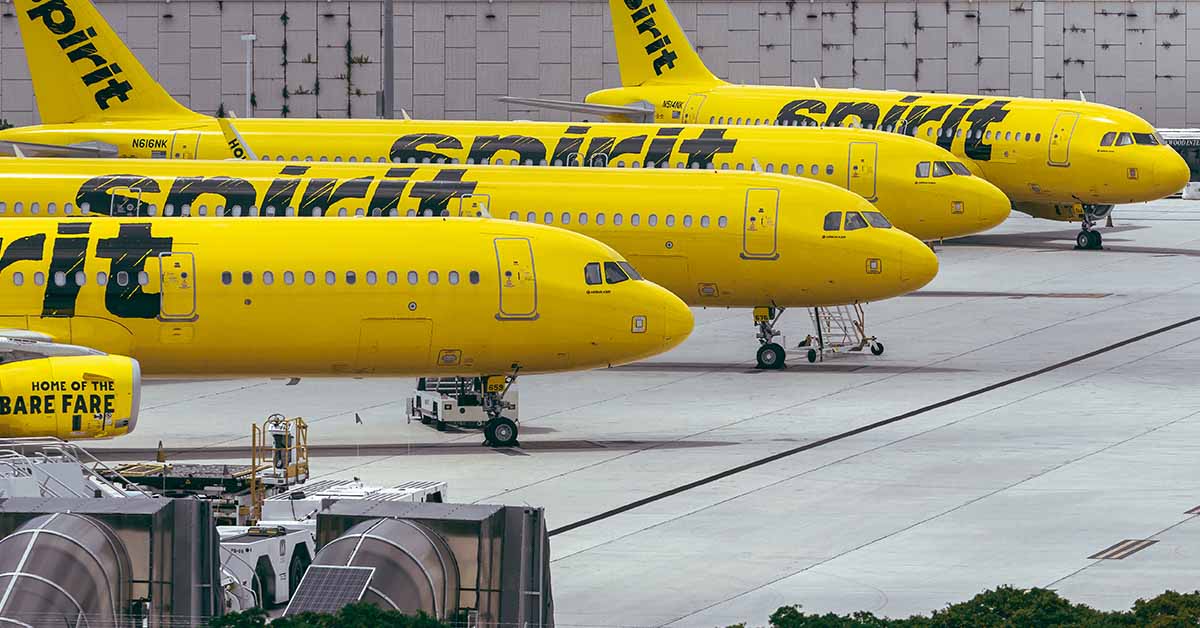 3 yellow spirit airlines aircraft