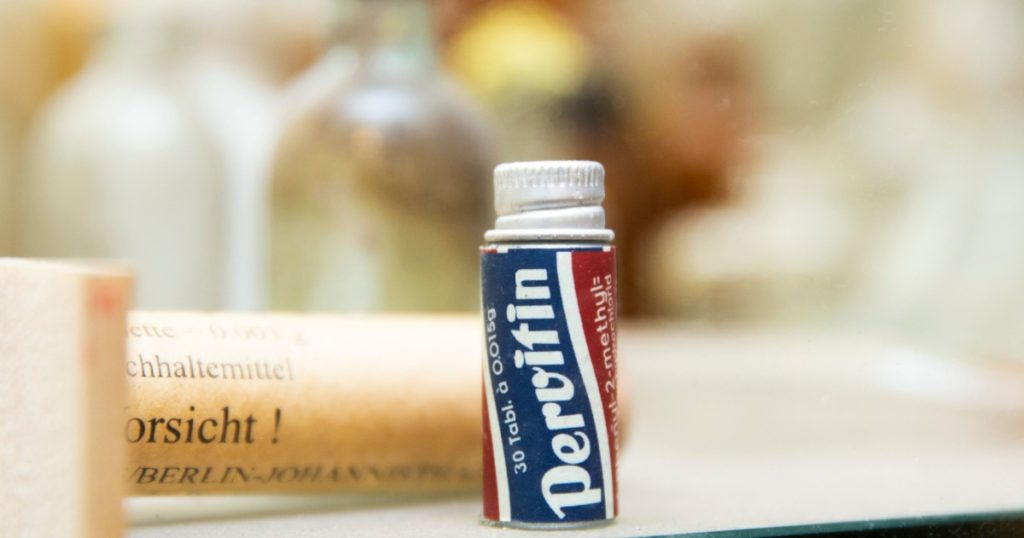 Klaipeda/Lithuania September 1, 2019 Pervitin the drug used by Hitler's soldiers to go to war
