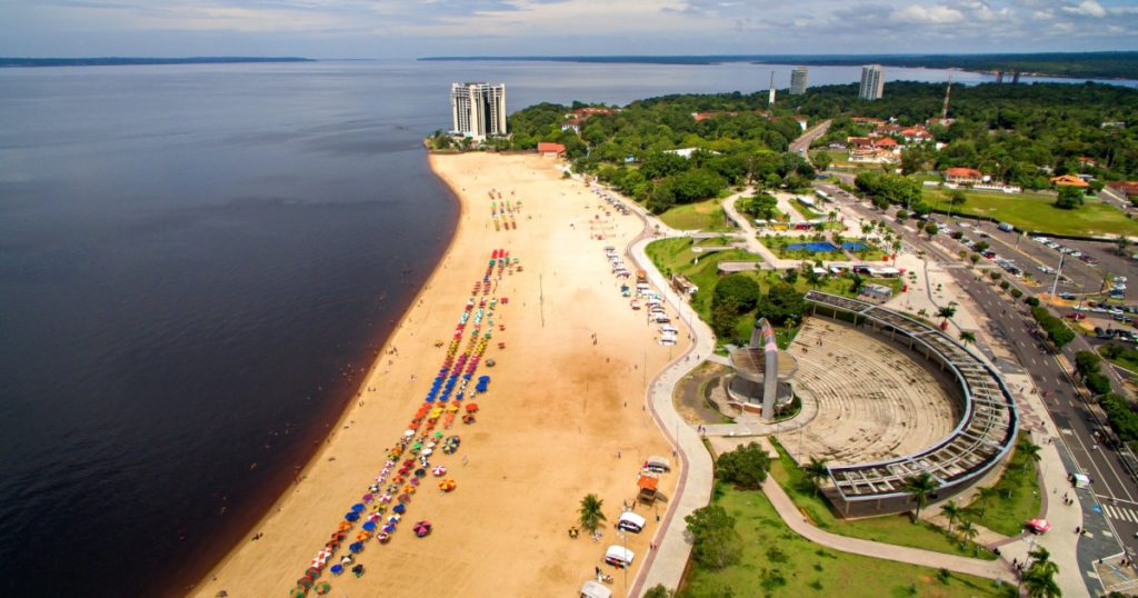 Aerial view The Ponta Negra Beach in Manaus - Brasil