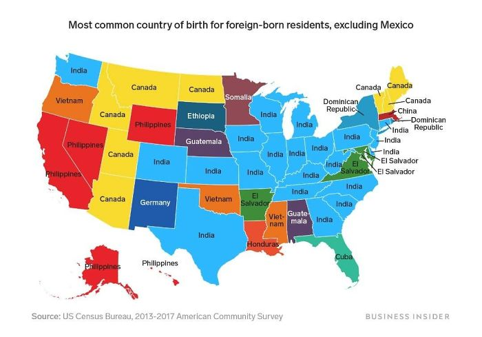 Most Common Country Of Birth For Foreign-Born Residents