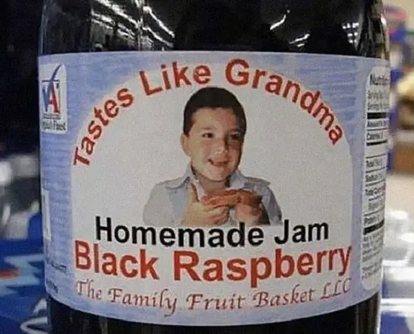 A bottle of raspberry jam