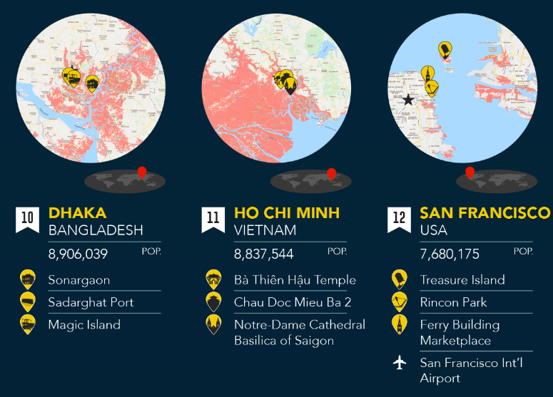 Dhaka, Ho Chi Minh, and San Francisco