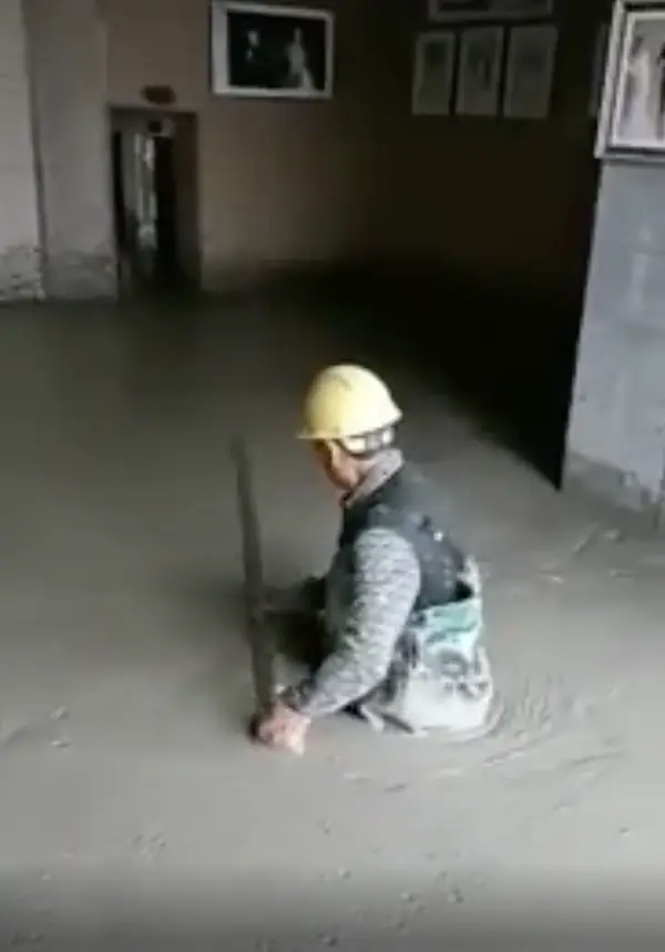 Person working in concrete