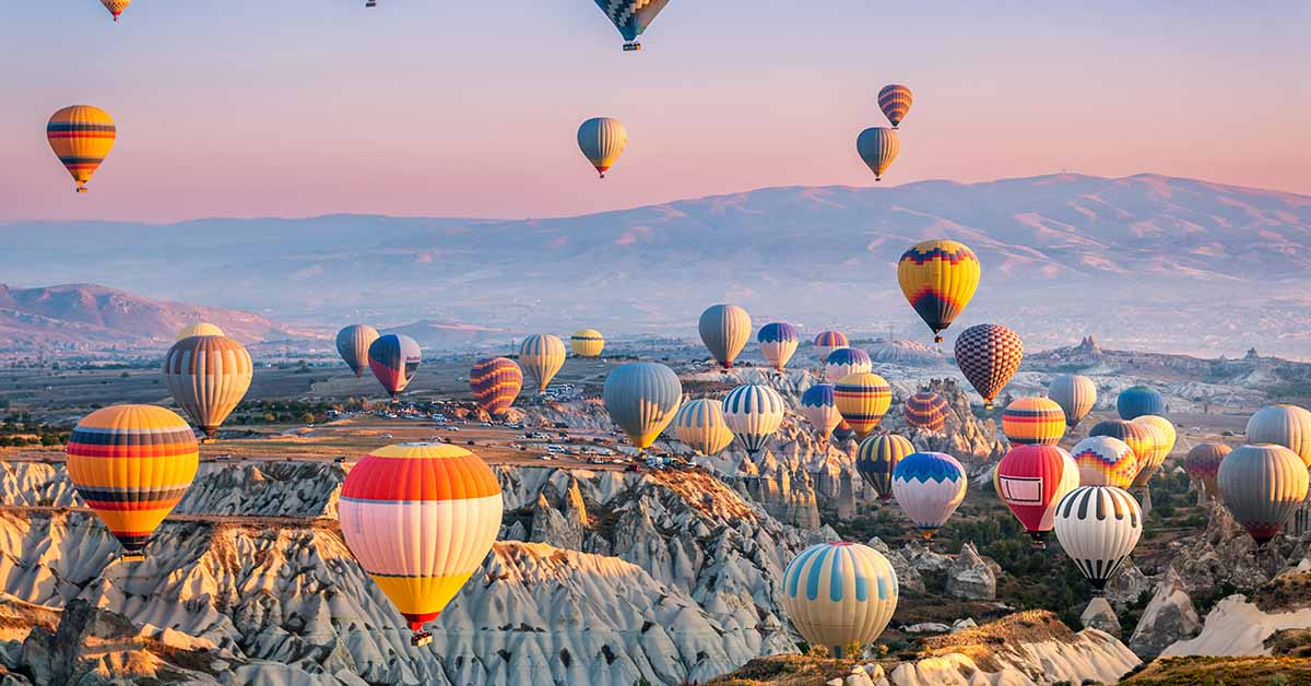 hot airbaloons over Cappadocia, Turkey