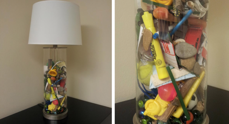 Mom Gives Son Lamp Filled With Items She Found Doing His Laundry Over The Years - Featured image