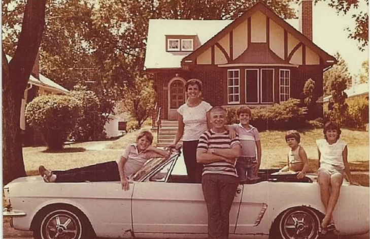 Just before the Wise family pushed their “1964 1/2" — actually 1965 — Mustang into the garage for 27 years, the family posed with it by their Park Ridge home.