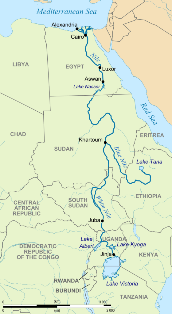 image of Nile river map