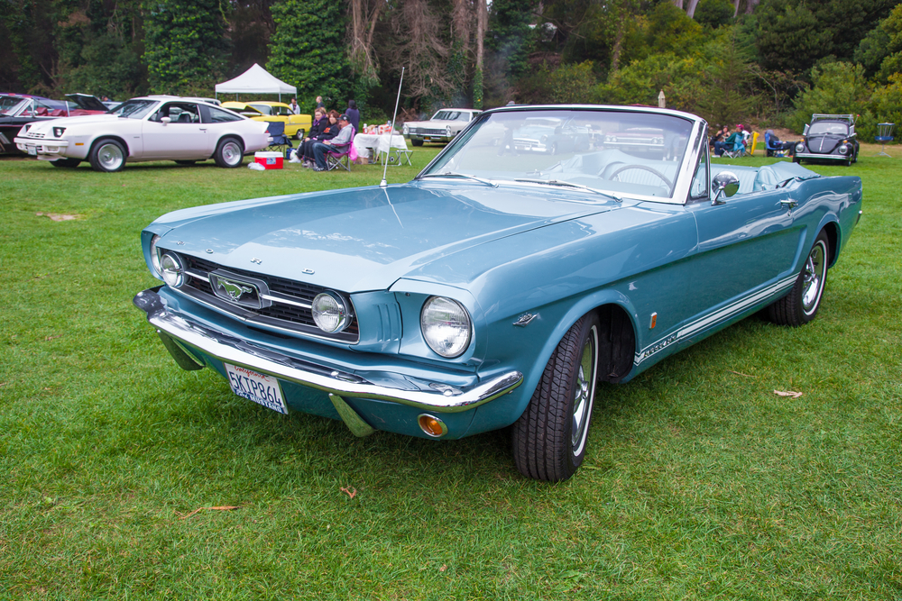 SAN FRANCISCO - SEPTEMBER 29: A 1965 Ford Mustang 289 Convertible is on display during the 2012 Jimmy's Old Car Picnic in Golden Gate Park in San Francisco on September 29, 2012