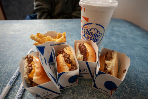 New York NY/USA-April 15, 2018 White Castle debuts the Impossible Slider using plant-based "meat" from Impossible Foods, seen in a White Castle in Brooklyn in New York