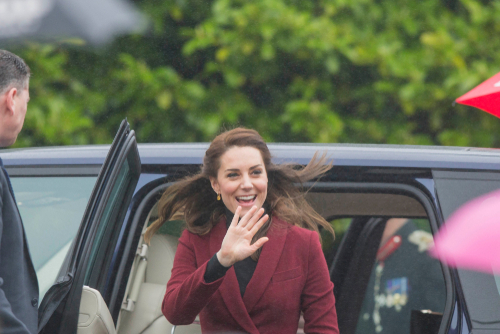 Caerphilly, Wales, UK, February 22nd 2017. The Duchess of Cambridge arrives to visit the Caerphilly Family Intervention Team, an Action For Children Centre in Caerphilly.