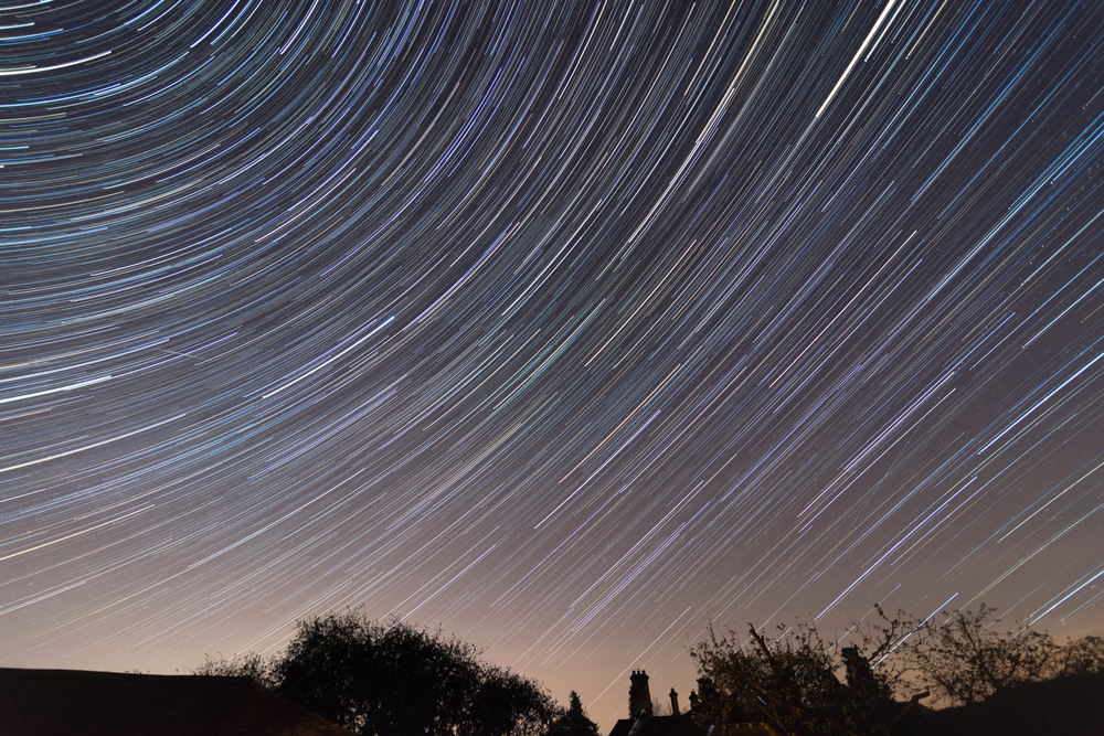 Start trails during the Lyrid Meteor Shower, April 2020, Herefordshire, UK