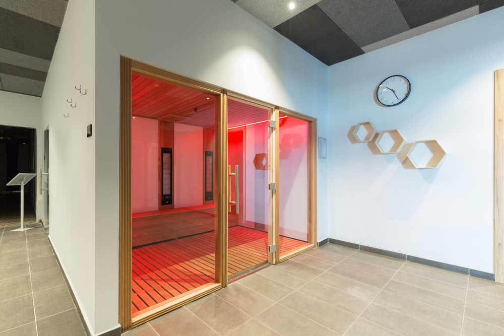 Infrared light sauna interior in hotel spa center