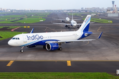 Mumbai, India - August 27 2022: An IndiGo Airbus A321neo seen taxiing at Mumbai Airport.