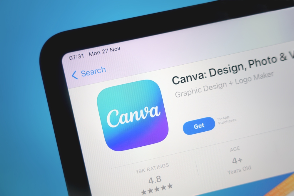 Nanning, China - Nov 27, 2023. Canva app. Canva is an online graphic design platform that is used to create social media graphics and presentations.