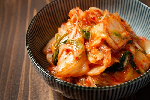 Kimchi. pickled Chinese cabbage flavored with red pepper, etc