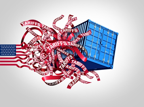 United Trade Tariff Confusion and US Tariff Concept as confused policy strategy as American tariffs uncertainty and government tax trade war imposed on imports and exports as a 3D illustration.