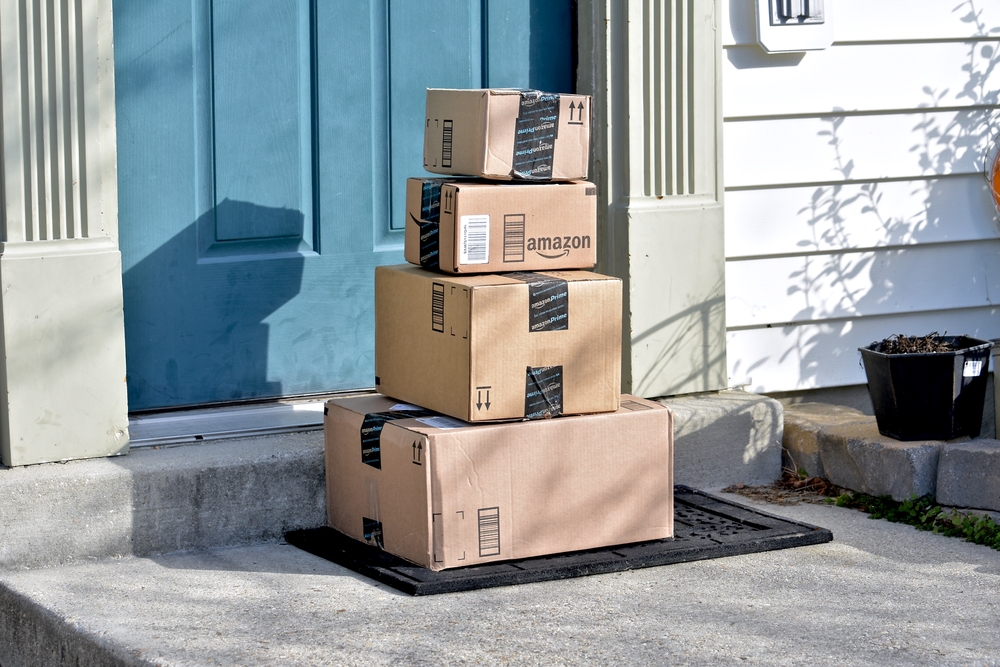 MARYLAND, USA - January 18, 2016: Image of an Amazon package. Amazon is the largest Internet-based retailer in the United States.