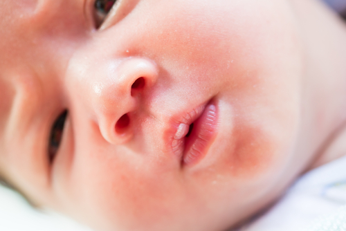 Baby lips and nose, closeup

