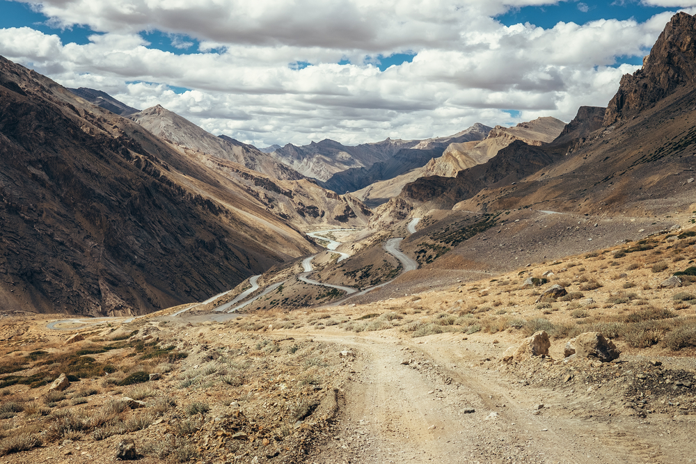 Endless road Leh-Manali in Indian Himalaya Mountain
