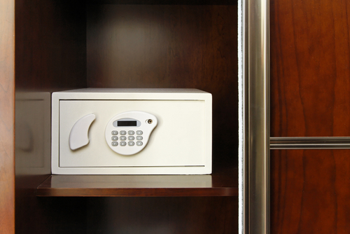 Safe box with electonic lock in closet