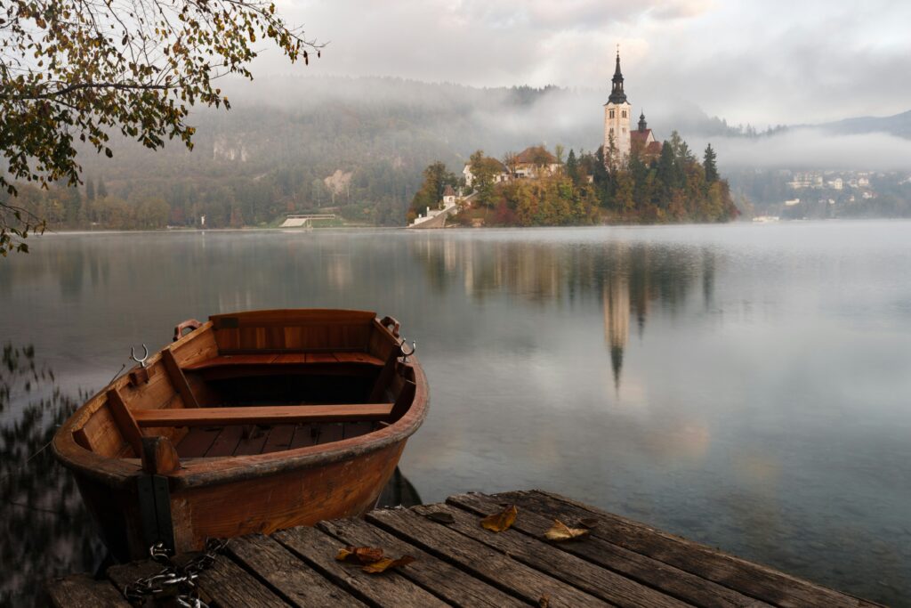 boat on river in slovenia