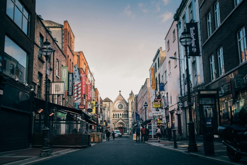 city street and buildings in Dubland
