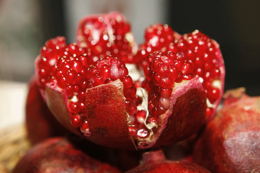 closeup of pomegrante
