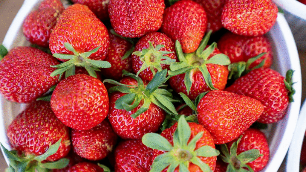 closeup of strawberries