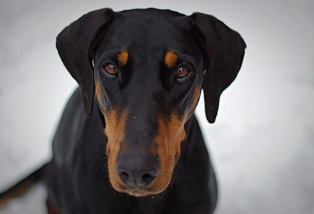 closeup of Doberman Pinscher