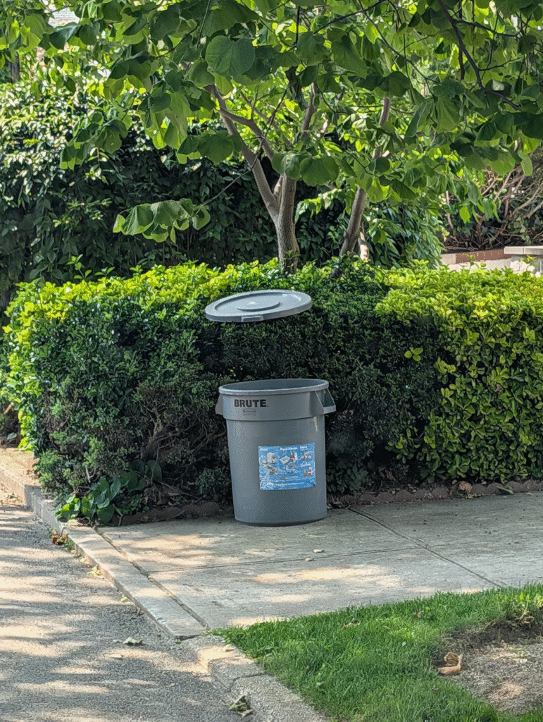 image of bin and hedge