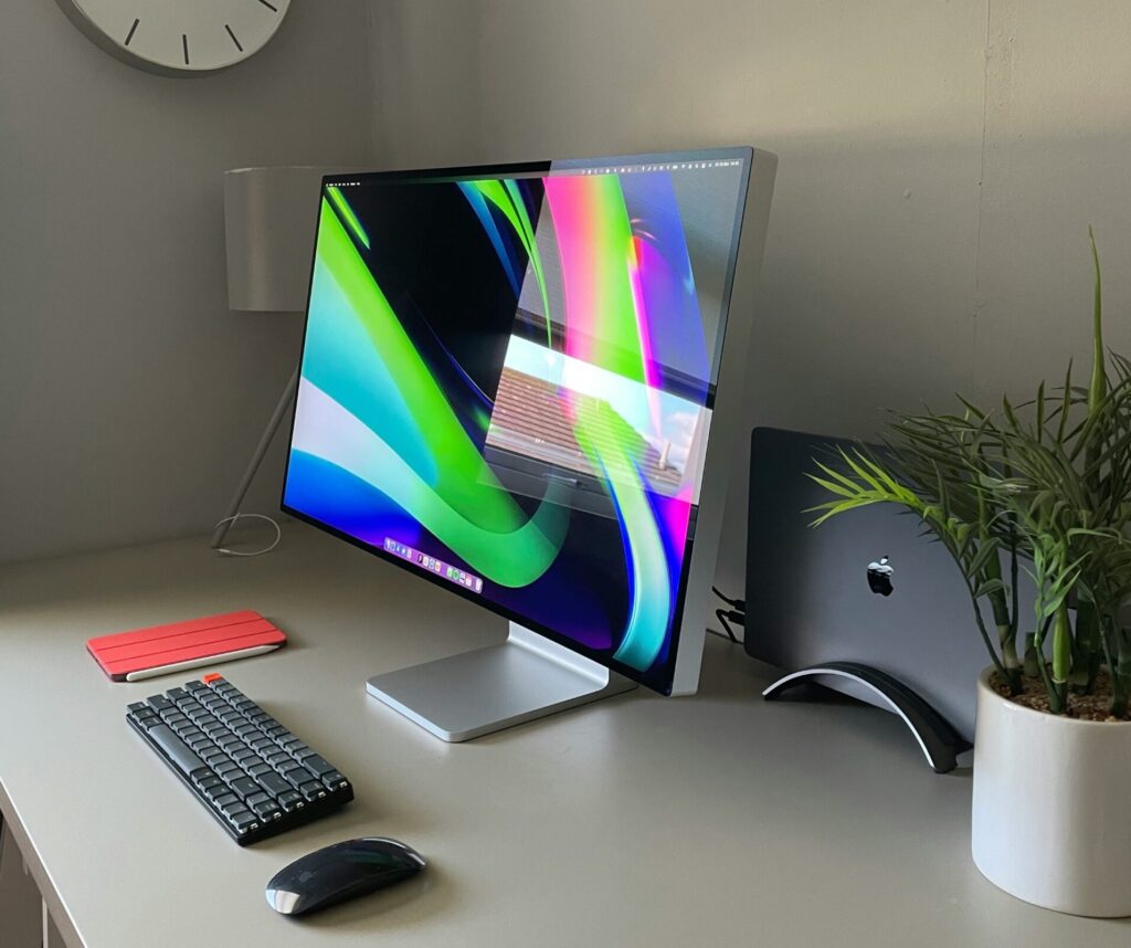work desk with PC