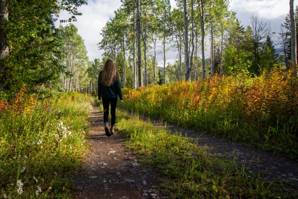 woman walking in nature