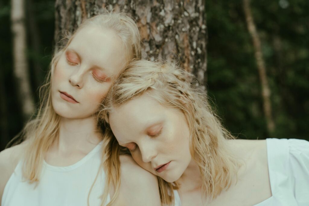 Close-Up Shot of Twin Sisters Sleeping