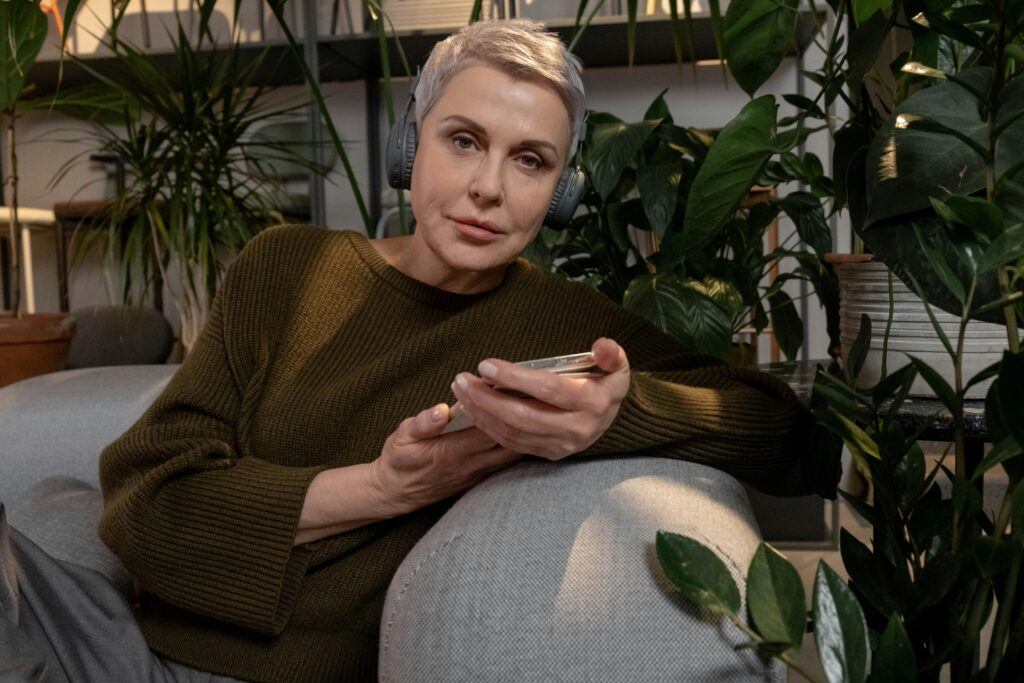 woman listening to music