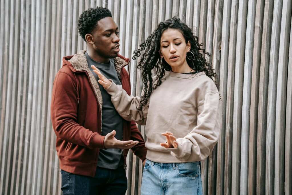 woman and man disagreeing