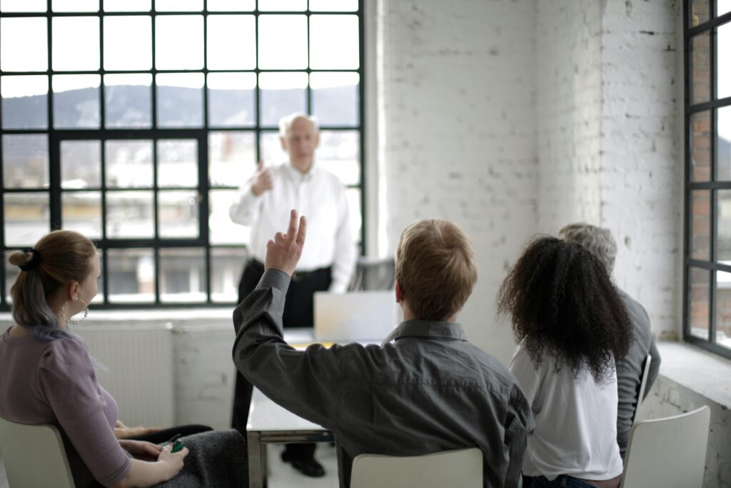 man asking a question