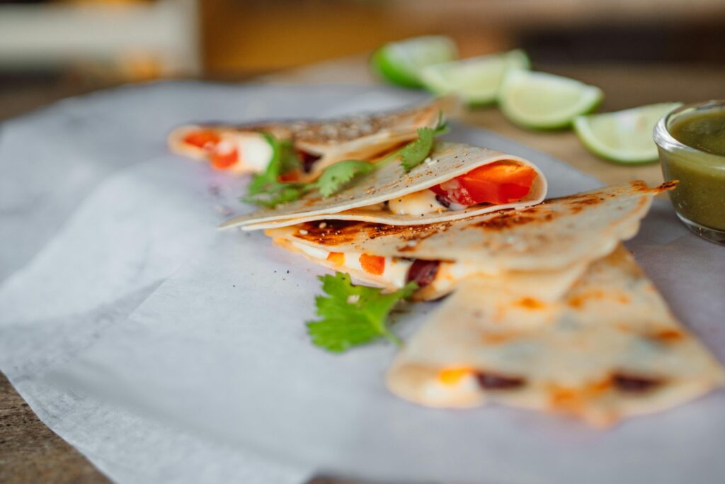Sliced Tortilla Wrap on White Paper