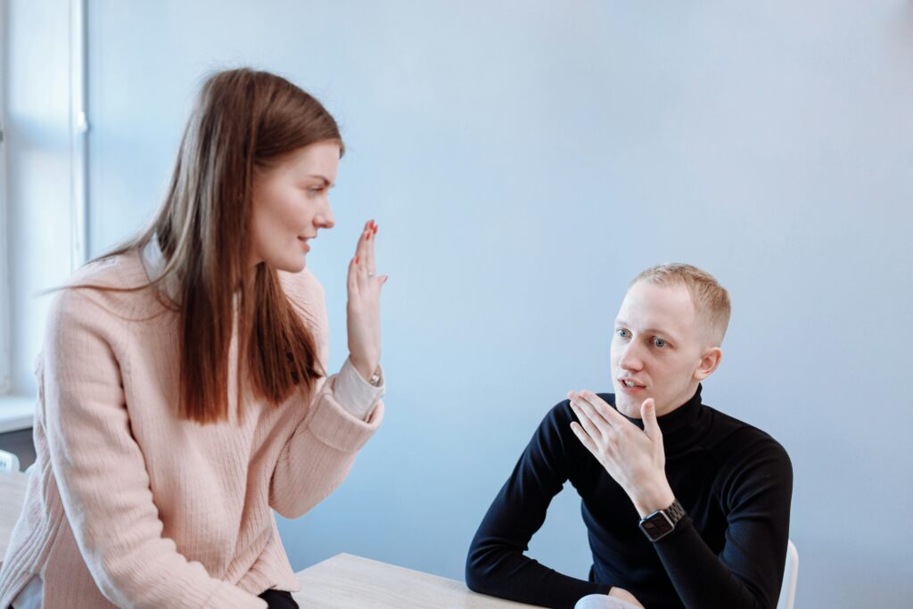 two people having a conversation