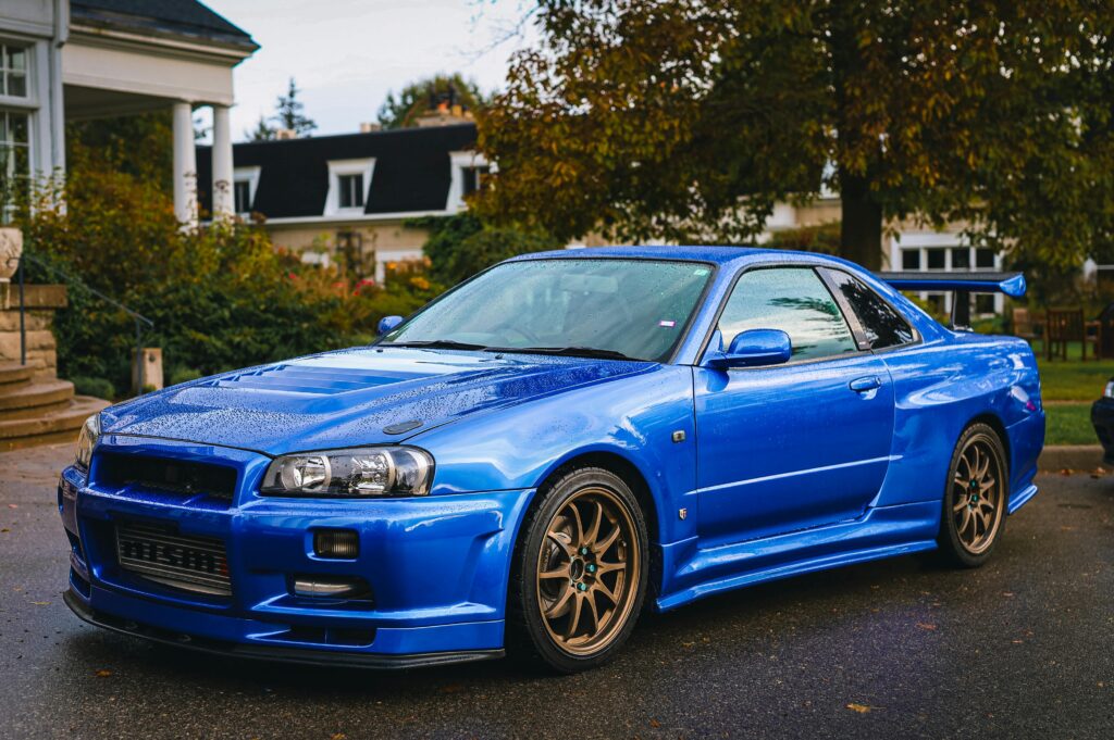 A Blue Nissan Skyline GT-R on the Driveway