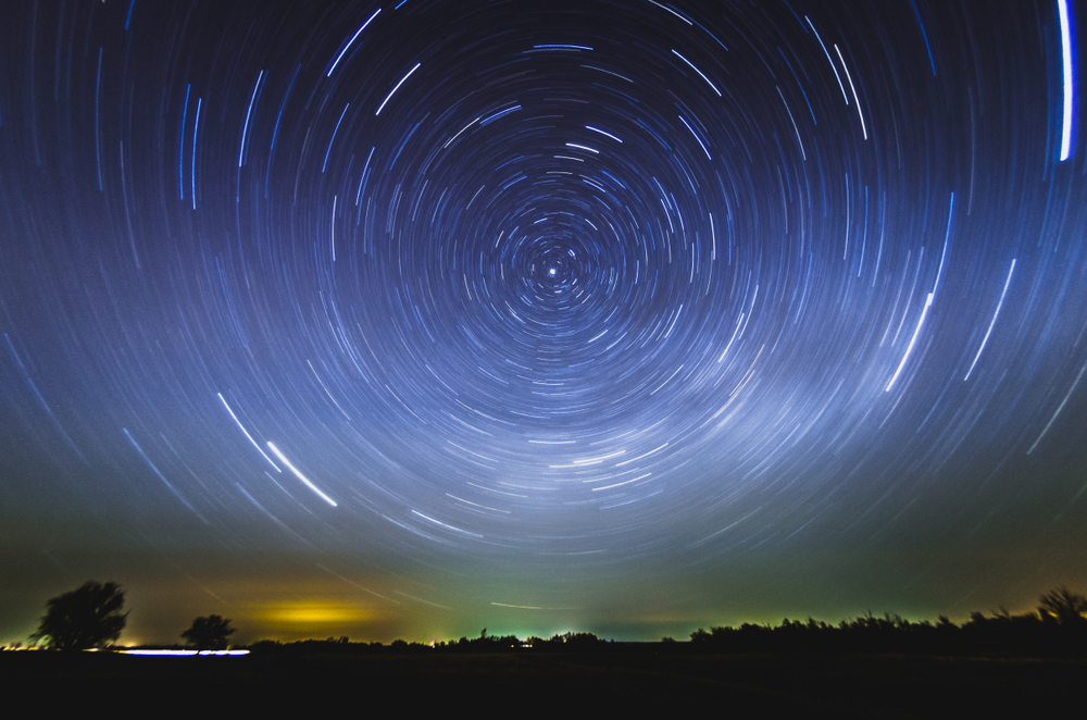 rotation of the starry sky around north star