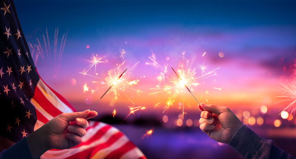 sparklers and American flag