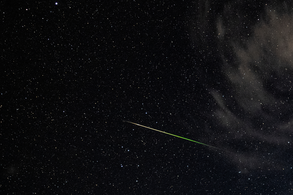 Eta Aquarids meteor in night sky