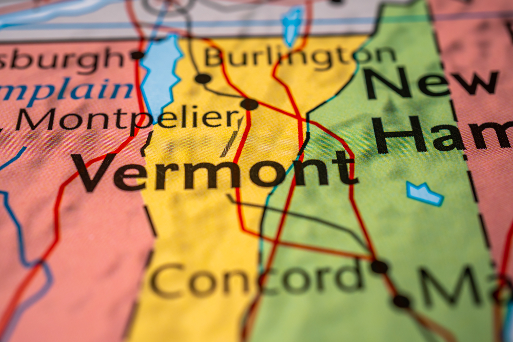 Vermont on a map