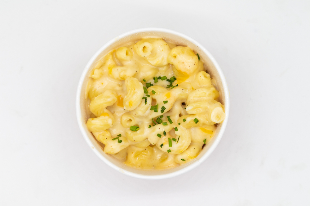 Simple Cup of Macaroni and Cheese with a White Background