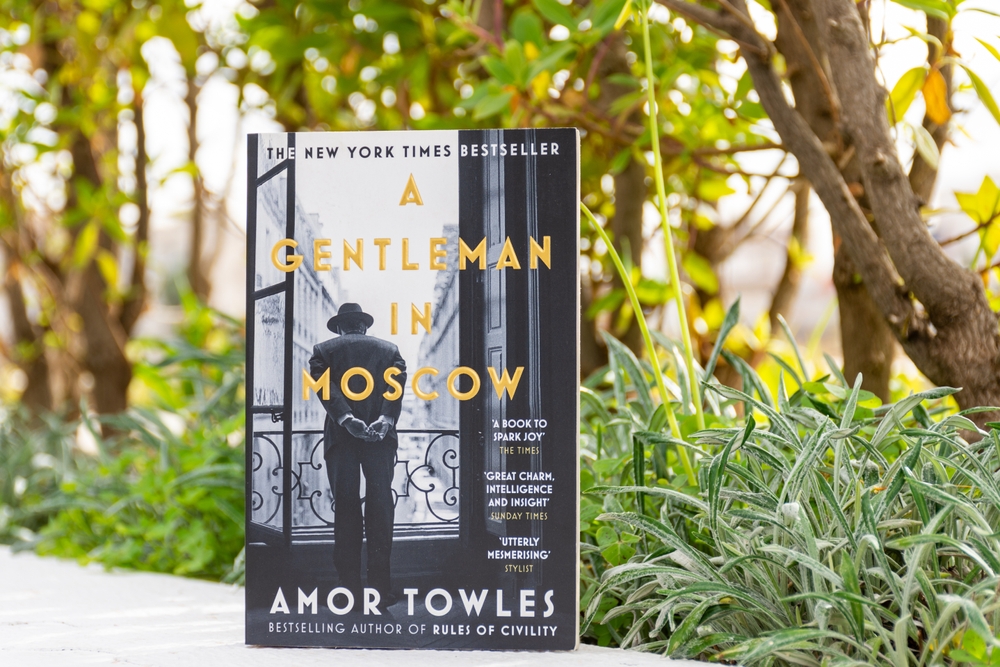 Setif, Algeria - December 17, 2022: Close-up of Amor Towles's Gentleman in Moscow novel in the garden.