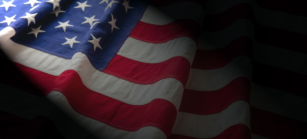 US America flag wave background closeup, USA National Holiday, Memorial and Independence day, July 4th concept