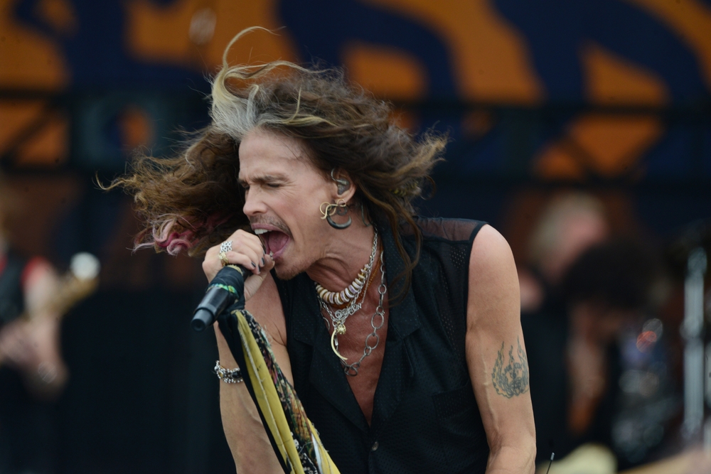 New Orleans, LA - May 5, 2018: Aerosmith, with lead singer Steven Tyler, performs at the 2018 New Orleans Jazz and Heritage Festival.